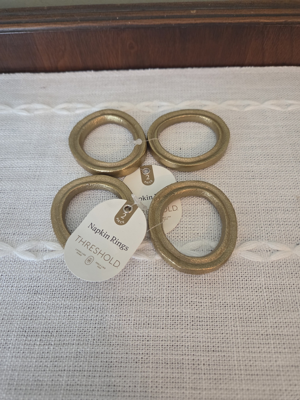 Threshold Metallic Gold / Brass Round Napkin Rings - Set of 4